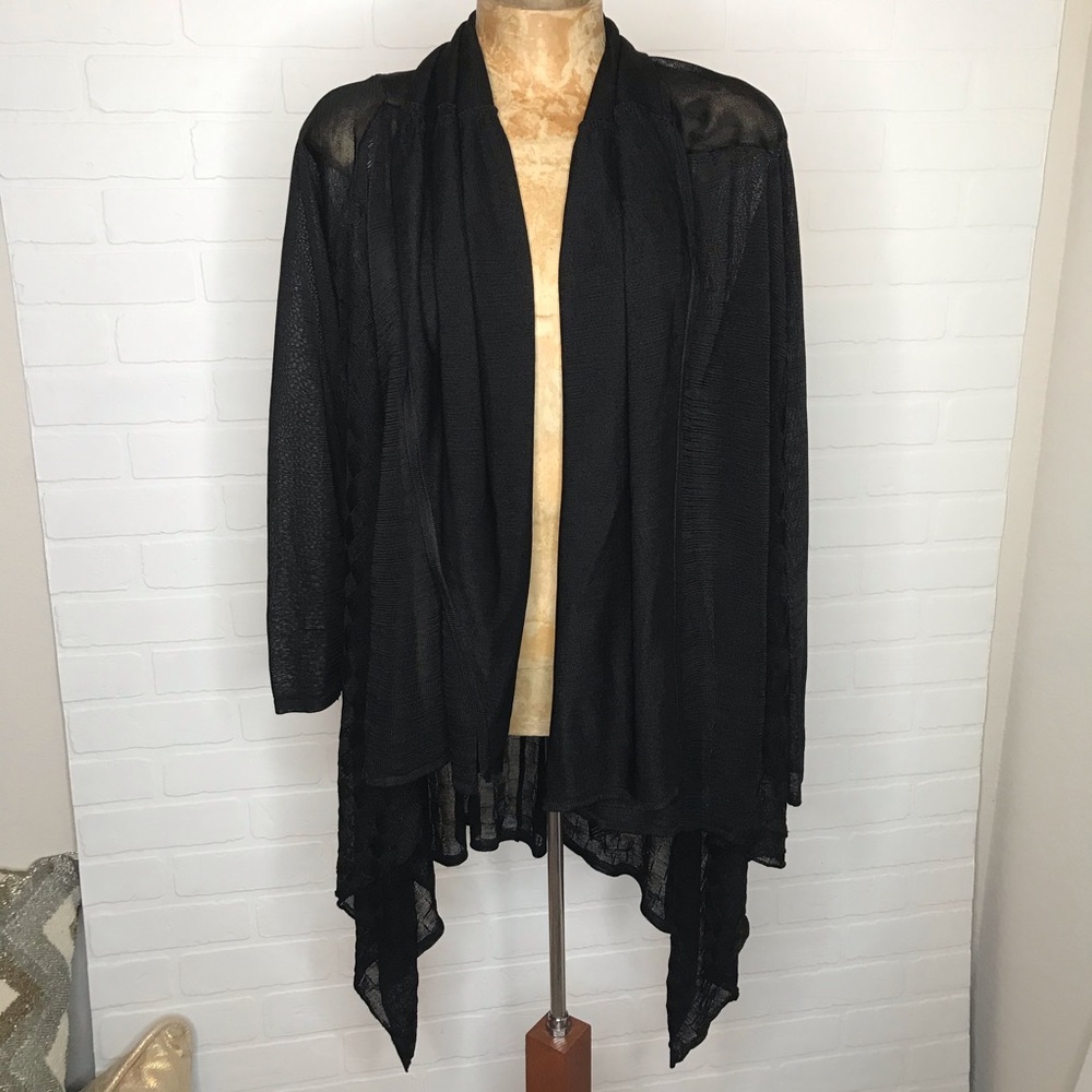 Anne Fontaine Black Lightweight Draped Open Cardigan